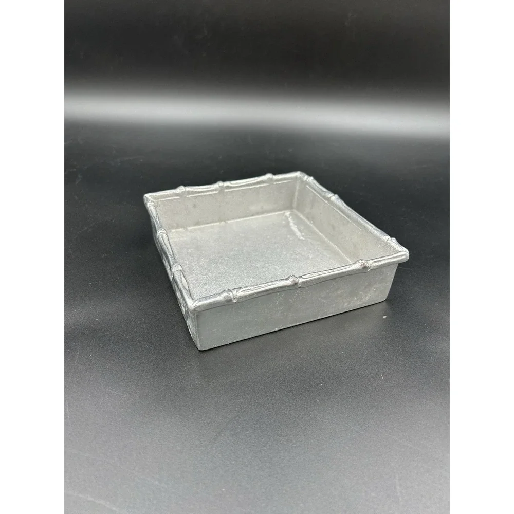 MARIPOSA Recycled Aluminum Bamboo Edge NAPKIN HOLDER or Trinket Box 5.5